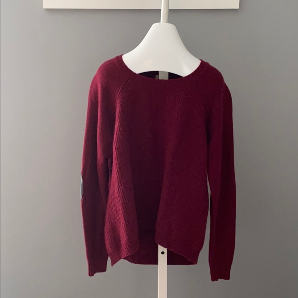 Maroon elbow patch J.Crew sweater